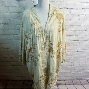J. Jill Embroidered Open Front Jacket Kimono Large